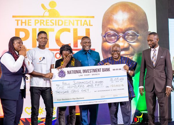 Image: Relu Interactives team receiving award from the president of Ghana